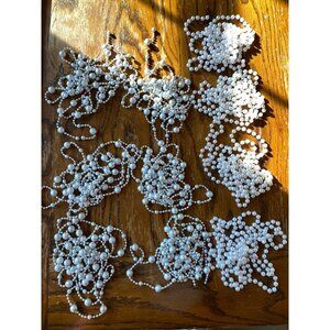 Silver & White Pearl Christmas Tree Garland Strands 9ft Each 10 Total Strands Vi